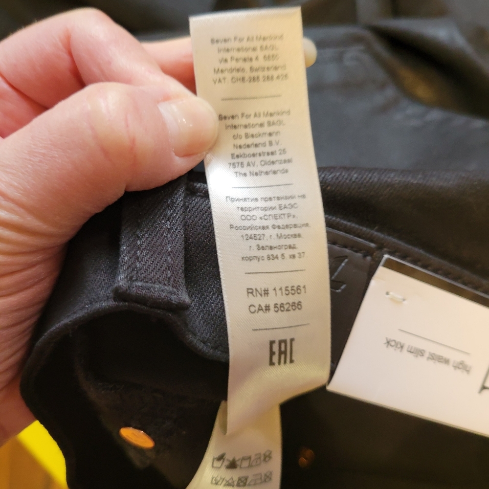 7 for all man women size 31kind coated denim jeans in black high waist slim kick - Picture 10 of 16